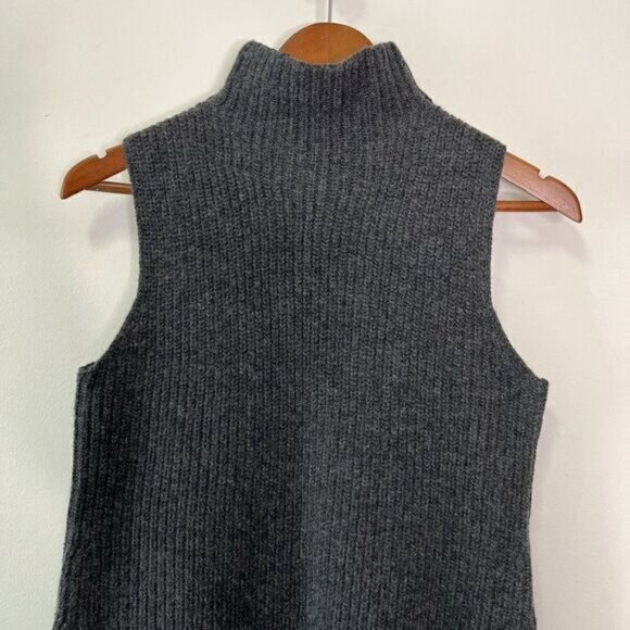 Theory Embree Charmant Mock Neck Sleeveless Sweater in Dark Charcoal - Picture 5 of 10